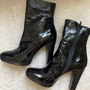 Miu Miu Black Patent Leathe Ankle Boots Size 37 EU